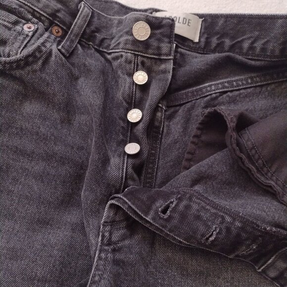 Agolde Parker Shorts 29 Washed Black Fray Rigid Denim Distressed Short Cutoffs - Picture 4 of 10